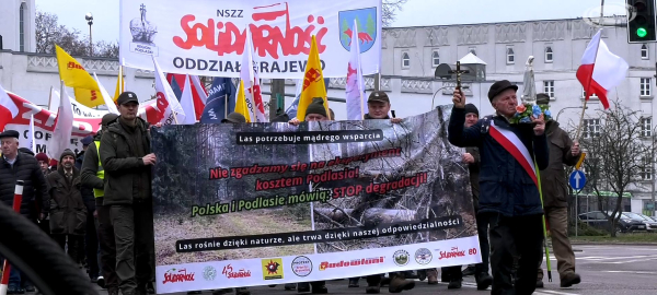 Leśnicy i branża drzewna wyszli na ulice Białegostoku